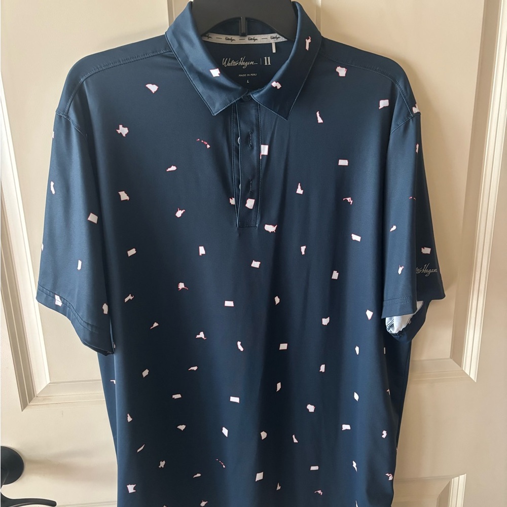 Walter Hagen Navy Polo with Pink Accents